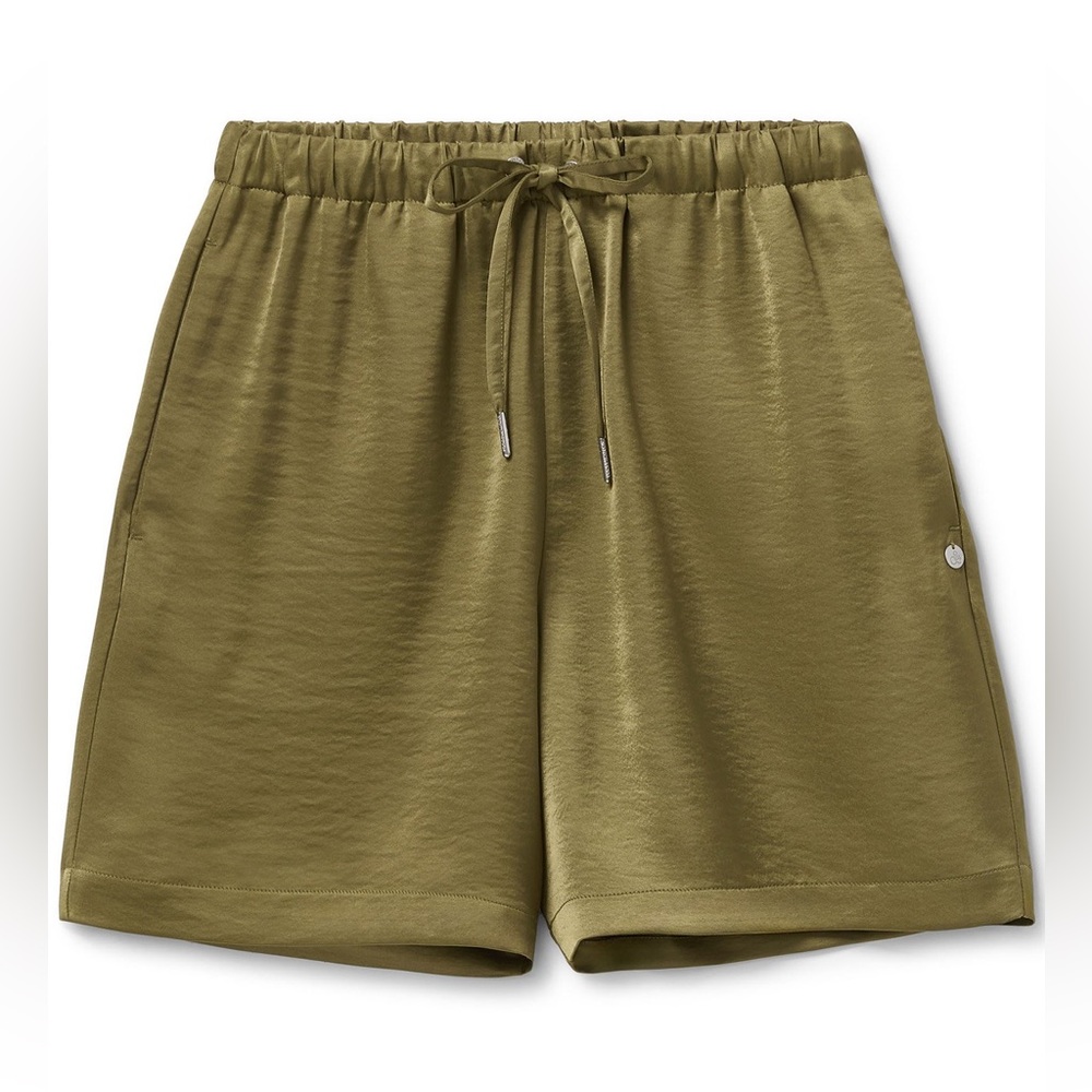 SCOTCH & SODA Satin easy drawstring shorts martini olive